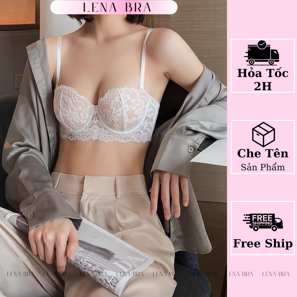 Áo lót nữ LENABRA, áo ngực nữ ren hoa cup ngang đệm mỏng mềm mại có gọng cao cấp AL1355