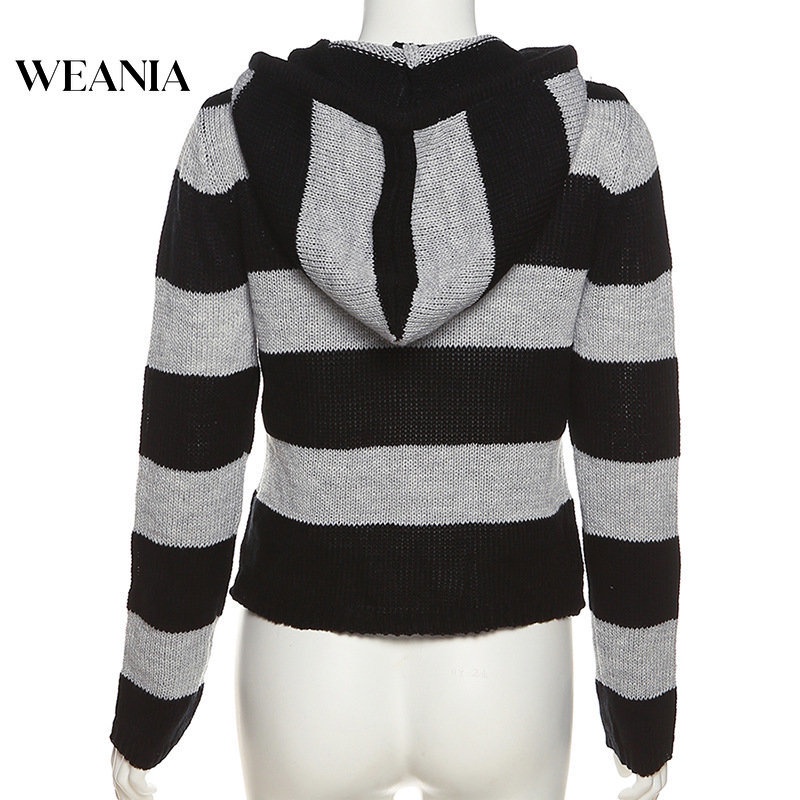 Áo Sweater Dệt Kim Kẻ Sọc Thời Trang Cho Nữ