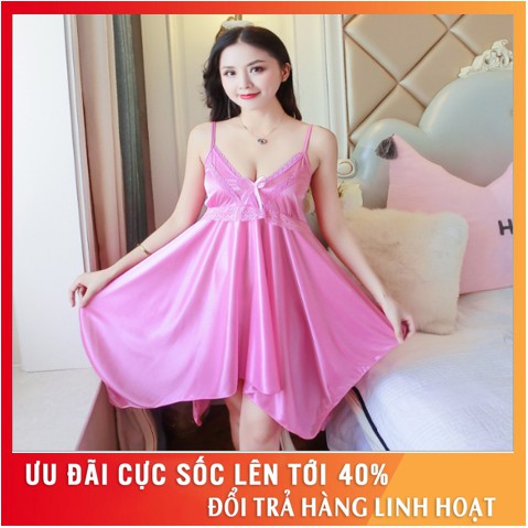 Đồ Ngủ Sexy Nữ|Váy 2 Dây Dễ Thương❣️[FreeShip - Chất Đẹp]❣️Lụa Satin Quyến Rũ Mềm Mát Mịn