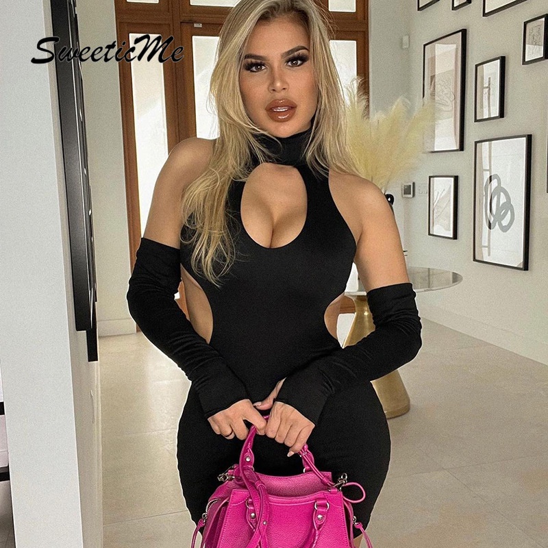 Sweeticme Đầm Ôm Cắt Xẻ Gợi Cảm Thời Trang