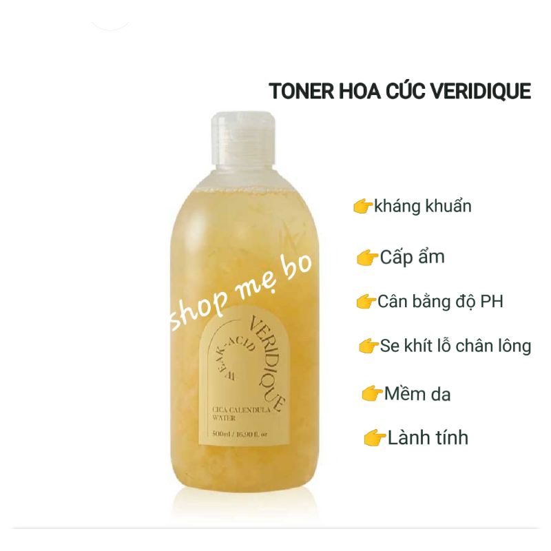 Toner hoa cúc Veridique cica calendula water 500ml