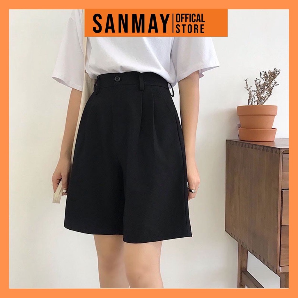 Quần Ngắn Nữ SANJOLI Thiết Kế Lửng Ống Rộng Lưng Cao Phù Hợp Đi chơi Đi Cafe Dễ Thương QD006