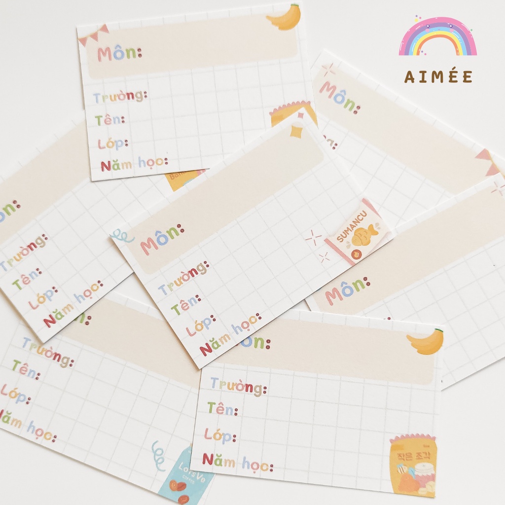 Set 12 nhãn vở dễ thương phong cách Hàn Quốc |design by Aimée|