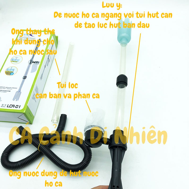 Máy hút cặn cây hút phân vệ sinh và thay nước hồ cá dùng pin