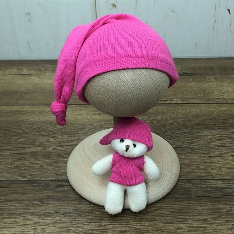 Set 2 Mũ Beanie Thắt Nút Dài Phụ Kiện Chụp Ảnh Cho Bé Sơ Sinh