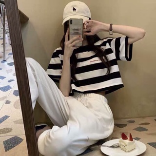 ☀️Áo Croptop Sọc Tay Lỡ