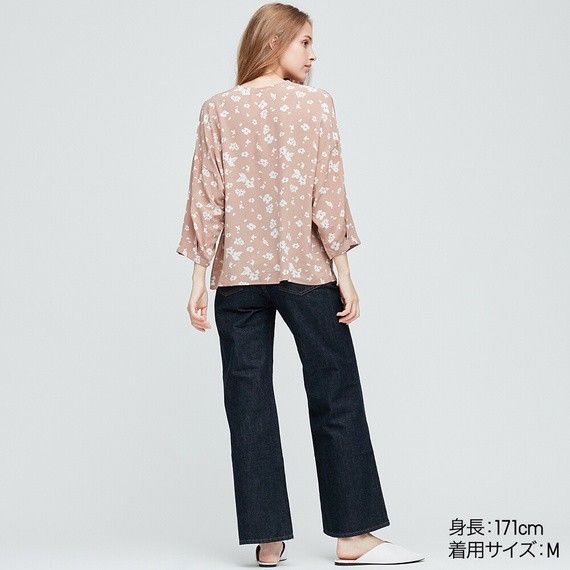 Áo nữ hoa tay lỡ cổ tròn #UNIQLO