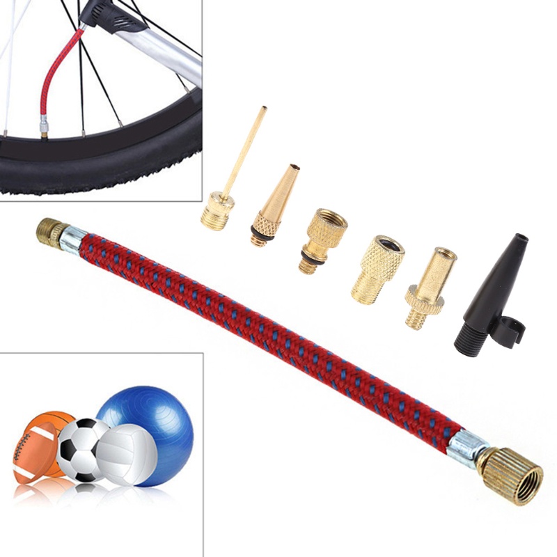 Set 6 đầu chuyển đổi vòi bơm bánh xe đạp bằng đồng thau