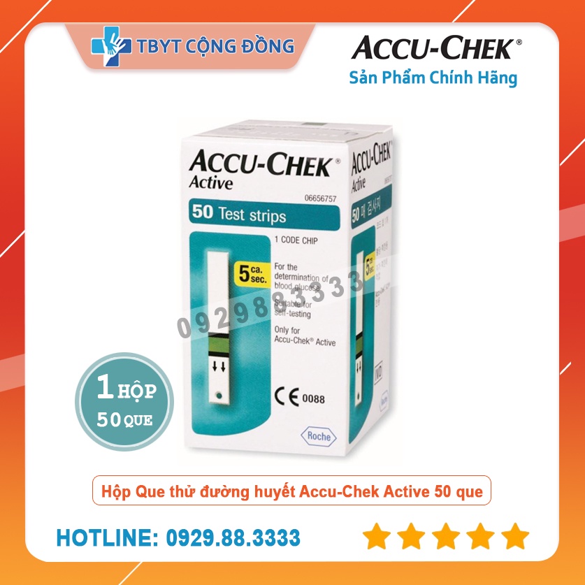 Que Thử Đường Huyết Accu Check Active Hộp 50 Que, Combo 150 que