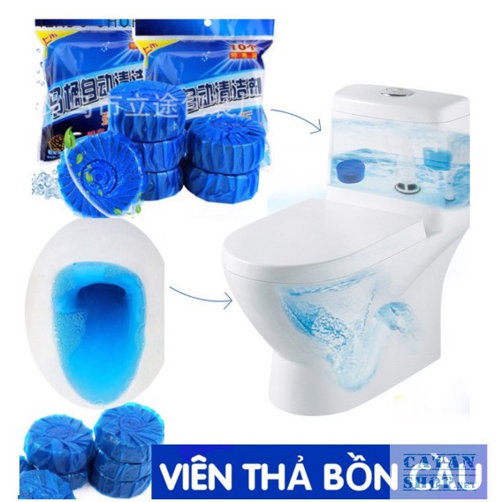 Viên tẩy bồn cầu toilet nhà vệ sinh bong bóng màu xanh khử mùi hôi diệt khuẩn chống ố vàng dạng nén GD404-TayBC