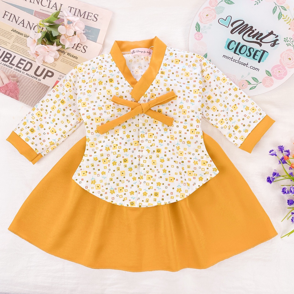 Set Hanbok Hàn Quốc Đính Nút Cột Nơ Đồ Tết 2021 Cho Bé Gái Từ 1-4 Tuổi MINTSCLOSET Mint's Closet - Gs1005