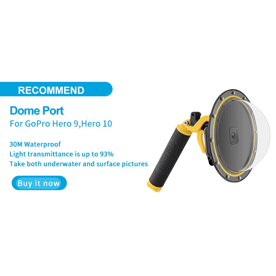 Telesin Ốp Kính Cường Lực Chống Nước 50M Cho Máy Ảnh GoPro Hero 9 10 11