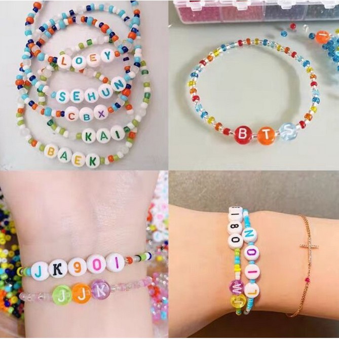 100 Hạt Nhựa Hình Tròn In Chữ Cái A-Z Kích Thước 4x7mm Dùng Làm Trang Sức