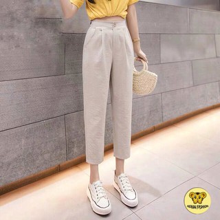 (Mẹ Cốm) Quần Baggy Nữ Lưng Thun Vải Đũi Công Sở Phối Hợp Nhiều Áo