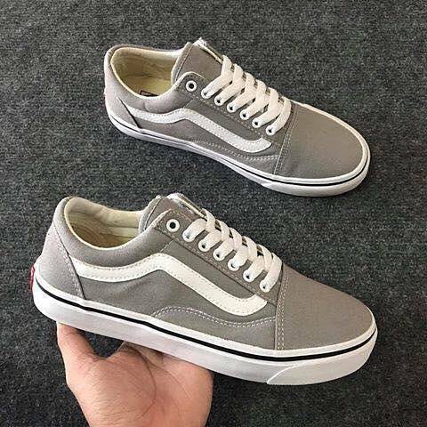 Giày V old skool xám, giày thể thao thấp cổ, giày sneaker vải màu xám