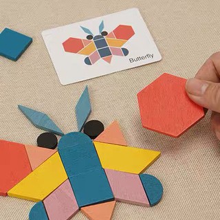 Ghép Hình Tư Duy Theo Thẻ Pattern Block 180 Chi Tiết Bằng Gỗ Benrikids Giúp Trẻ Có Trí Tưởng Tượng Phong Phú