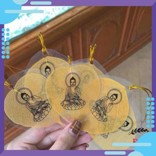 Lá bồ đề in phật dát vàng trừ tà tâm an