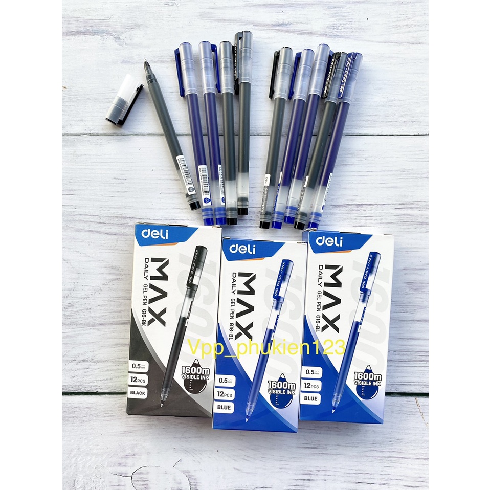 Bút nước mực gel 0.5mm Deli ruột siêu to viết được 1600m chất lượng cao GEL PEN G16