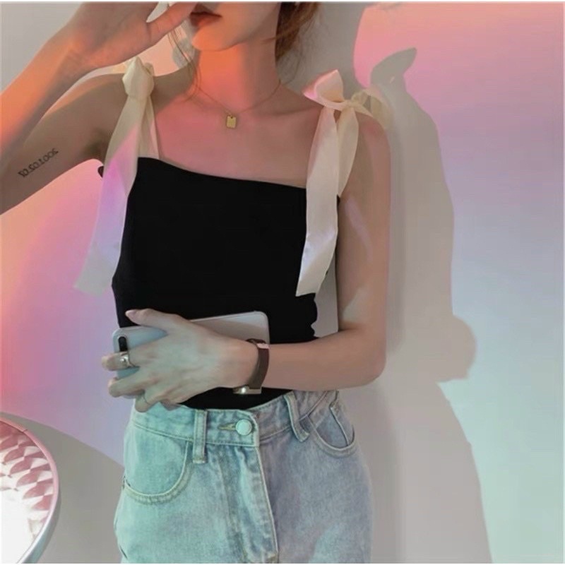 Áo Hai Dây Nơ Vai m009