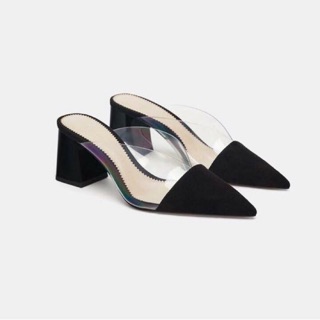 Guốc da lộn phối viền trong slingback