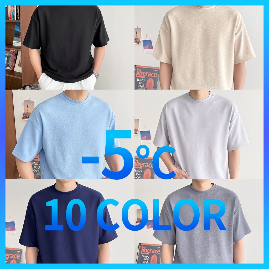 sản xuất tại Hàn Quốc Thơi trang han quôc Áo thun nam Polyester Compact phiên bản Premium chống nhăn Coolmate