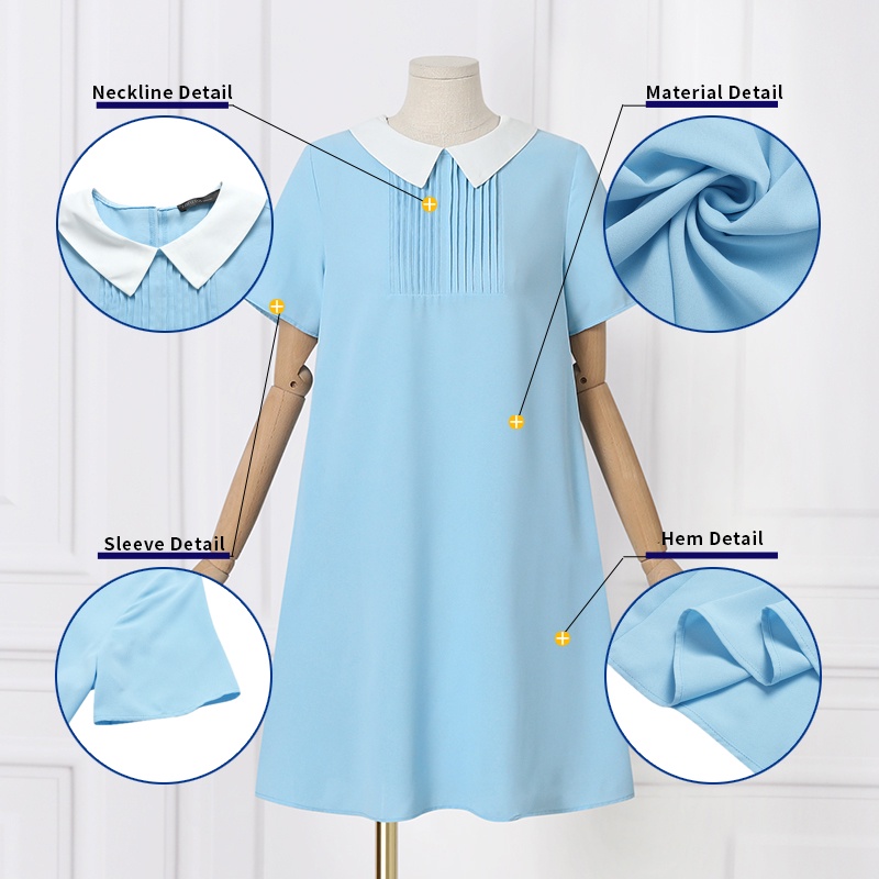 Đầm midi Zanzea tay ngắn màu trơn có túi thời trang Hàn Quốc thanh lịch cho nữ