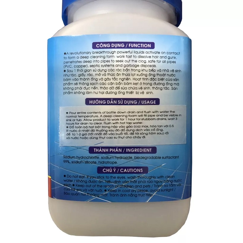 Hộp bột thông cống, đường ống nước siêu mạnh Hando 280g (Thông tắc do chất thải hữu cơ)