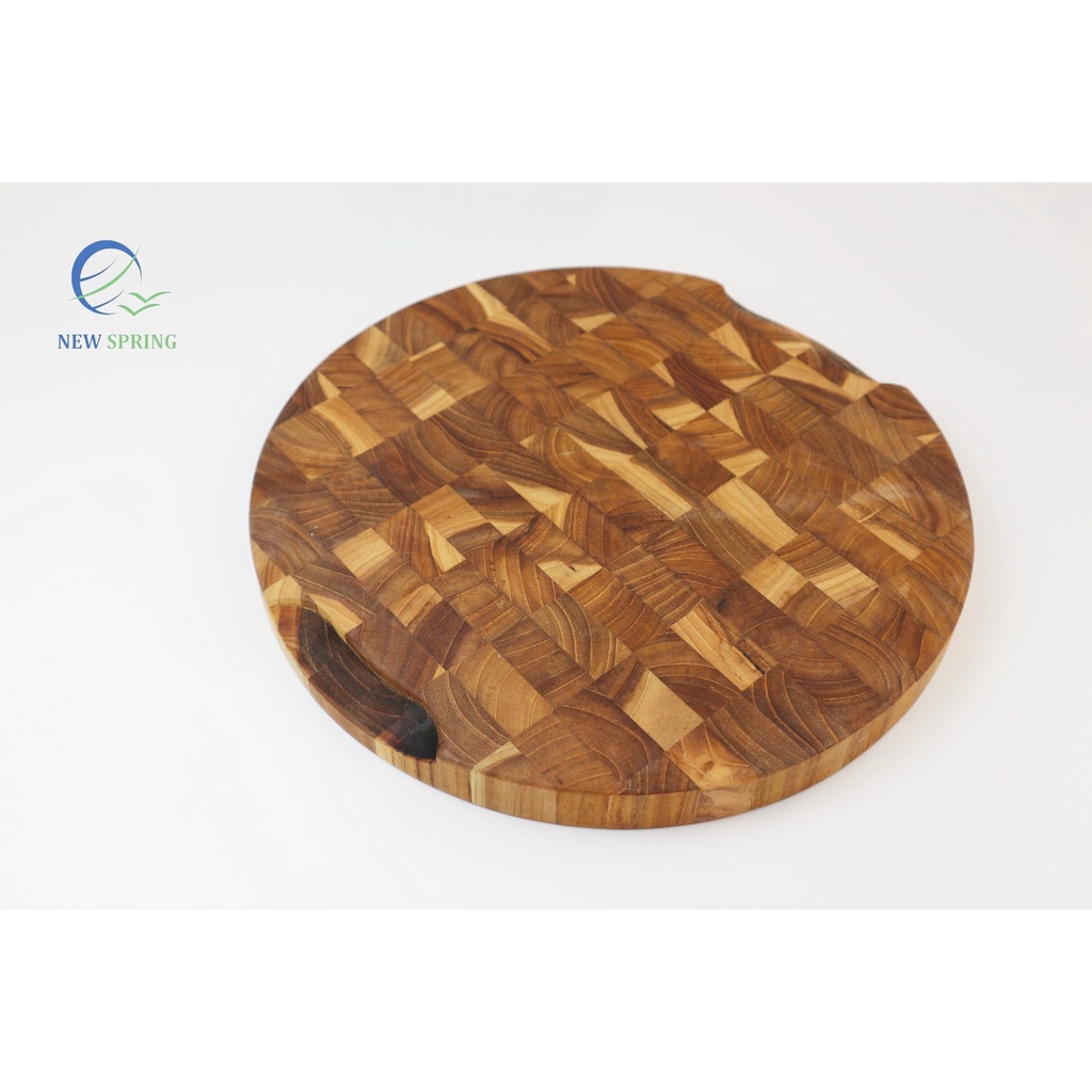 Thớt gỗ Teak cao cấp kháng khuẩn hình tròn, thớt gỗ decor đường kính 30cm