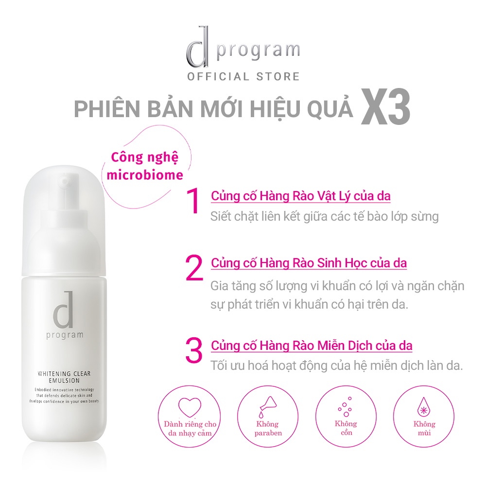 Sữa dưỡng trắng cho da nhạy cảm Dprogram Microbiome Whiteng Clear Emulsion 100ml