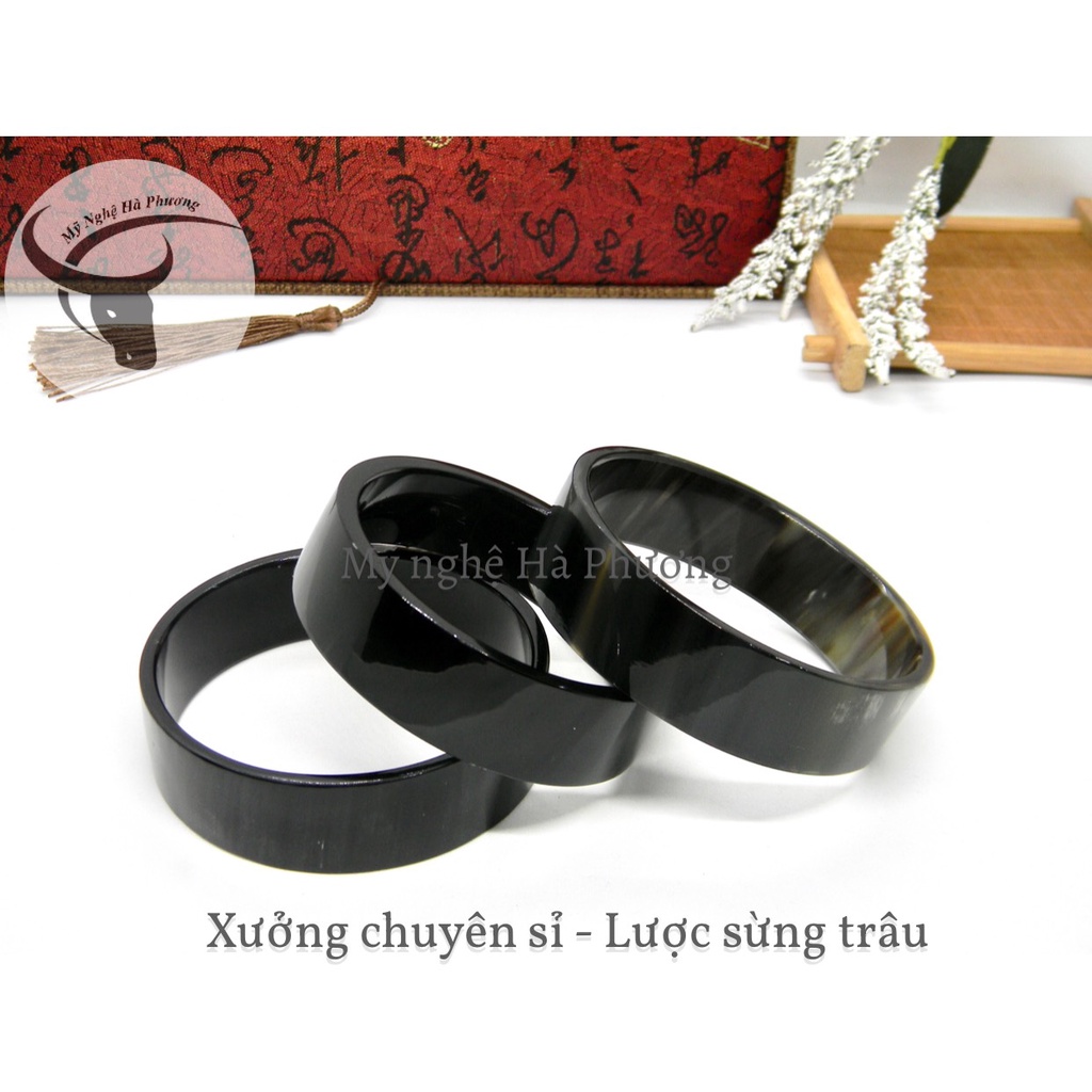 Vòng tay sừng trâu kiểu mới bản 2cm dày đẹp, hàng xuất Nhật dư