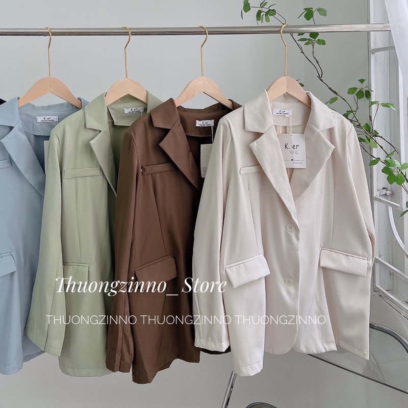 [Ảnh thật/Video]Áo blazer Yongche dài tay 1 lớp có độn vai đứng dáng Áo blazer tông màu hotrend 2022