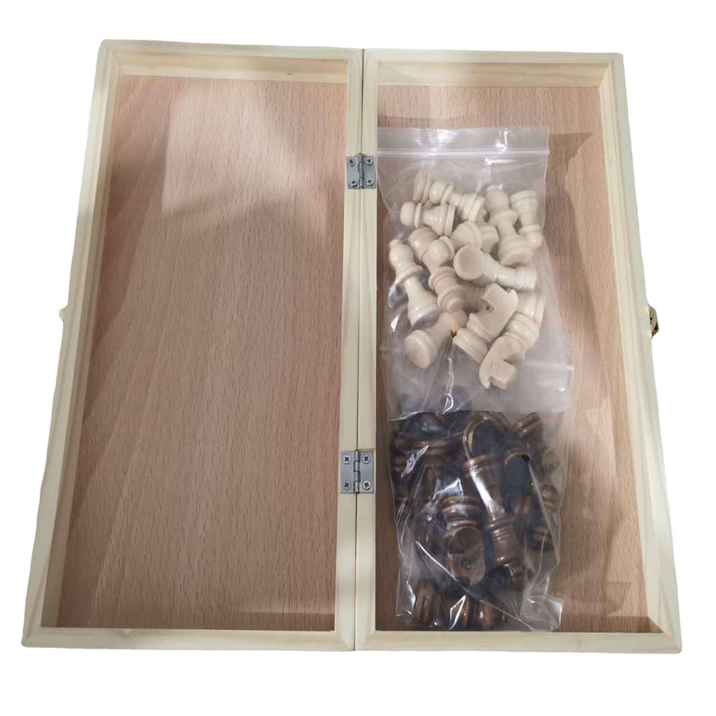 Bộ cờ vua bằng gỗ cao cấp, nam châm gấp gọn 29x28cm và cờ vua nhựa Trung Lê - Đồ chơi thông minh cho bé