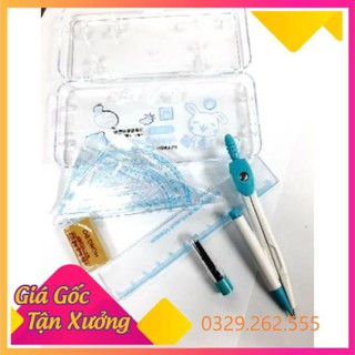 (Siêu Sale)  (hộp nhựa) Bộ eke - thước kẻ - compa 9001