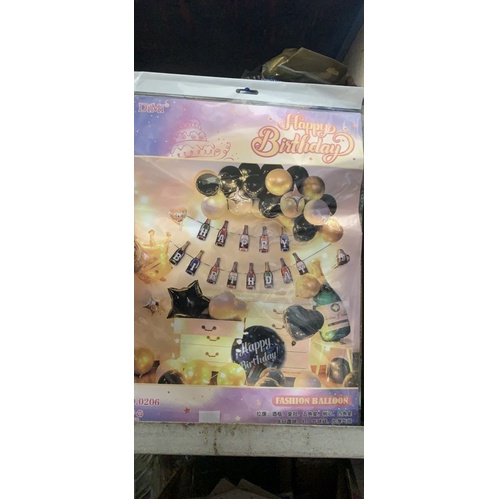 Dây chữ banner HAPPY BIRTHDAY ly, chai trang trí sinh nhật