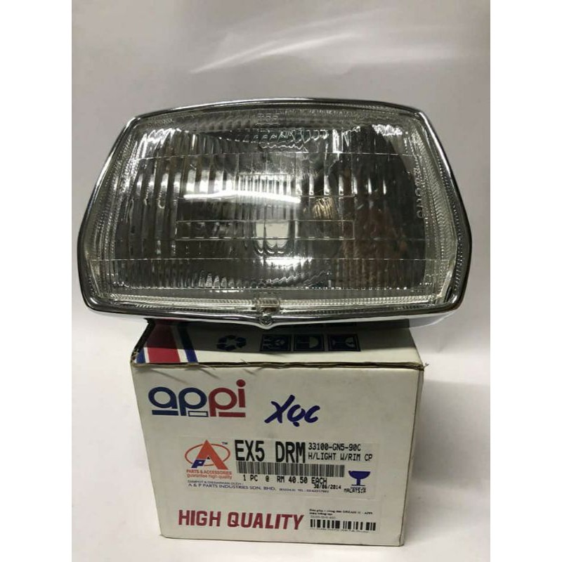 Pha chóa đèn appi ex5 lắp xe dream hàng chính hãng Malaysia vành kim loại