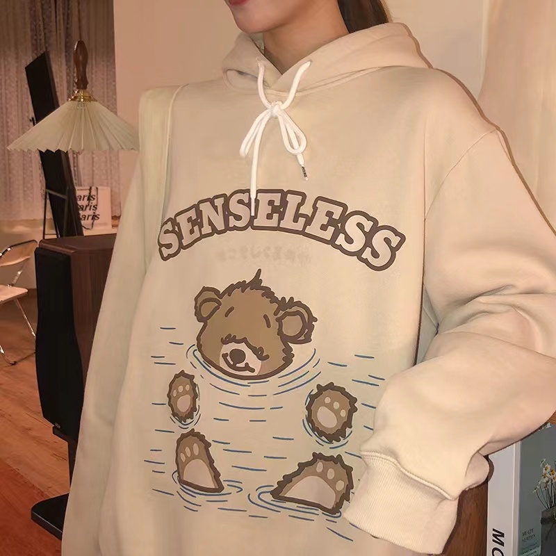 Áo Hoodie Tay Dài Form Rộng Theo Phong Cách Retro Mỹ Dễ Phối Đồ