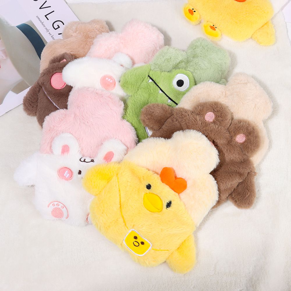 Túi Chườm Nóng Bằng Vải Lông PVC Phối Vải Lông Thiết Kế Hoạt Hình Dễ Thương Giúp Giảm Đau Có Thể Tái Sử Dụng