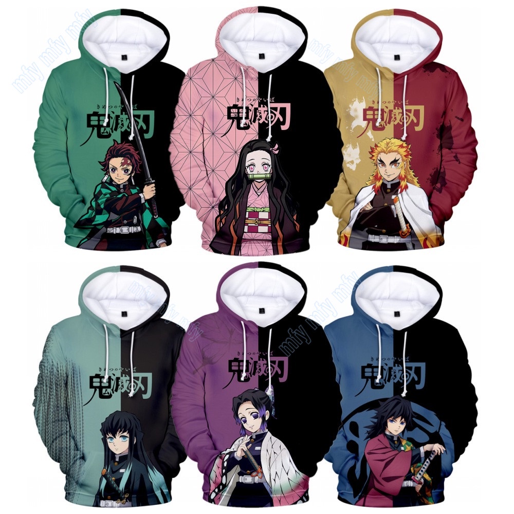 Áo Khoác Hoodie Hóa Trang Nhân Vật Anime Demon Slayer Kamado Tanjirou Nezuko Zenitsu Giyuu Cho Nam Nữ