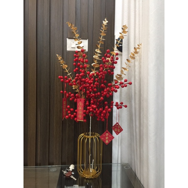 [CÓ SẴN] Bình hoa Đào Đông đỏ chơi Tết 2022, bình hoa decor phòng khách