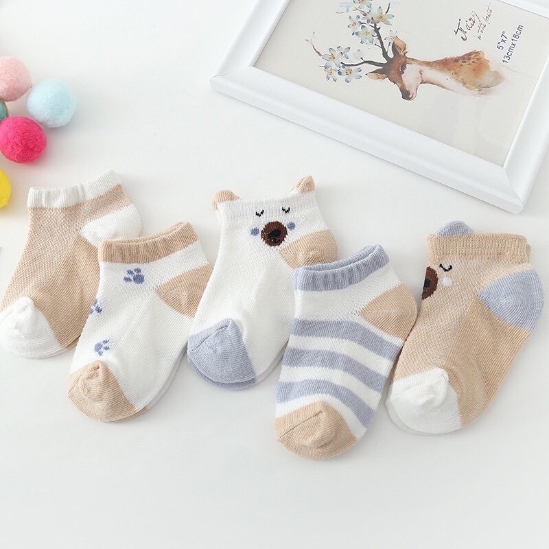 SET 5 ĐÔI TẤT LƯỚI HÌNH THÚ CHO BÉ (0-2y)