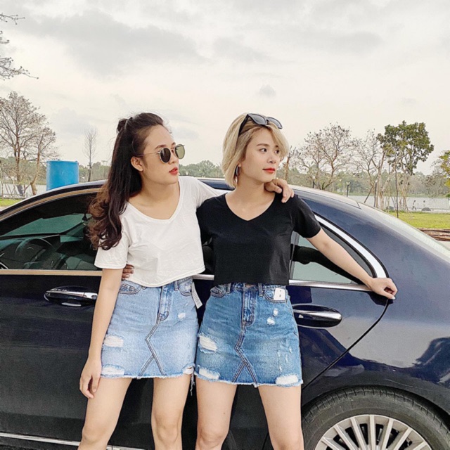 Áo crop cổ tim