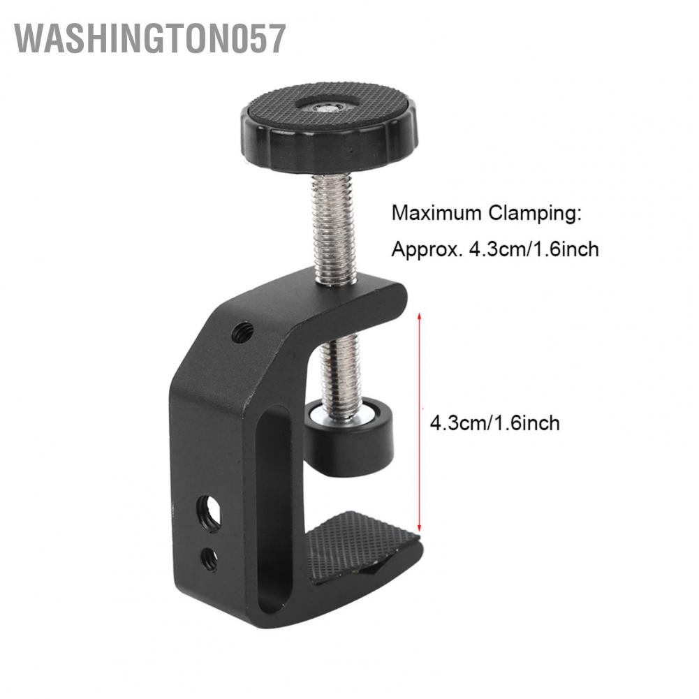 Washington057 Aluminium Alloy Black C Clamp Mount Fixed Desktop Bracket for Flashlight Camera Tripod Photography