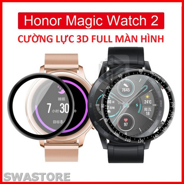 Cường lực 3D Honor Magic Watch 2 (42mm và 46mm) loại dẻo 6H full màn hình, tặng kit vệ sinh màn hình SWASTORE