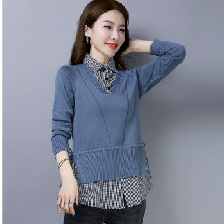 ÁO LEN PHỐI CỔ SƠ MI RÚT EO