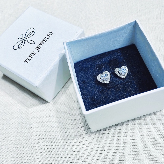 Bông tai bạc nữ TLEE trái tim đính đá nữ tính TleeJewelry B0355