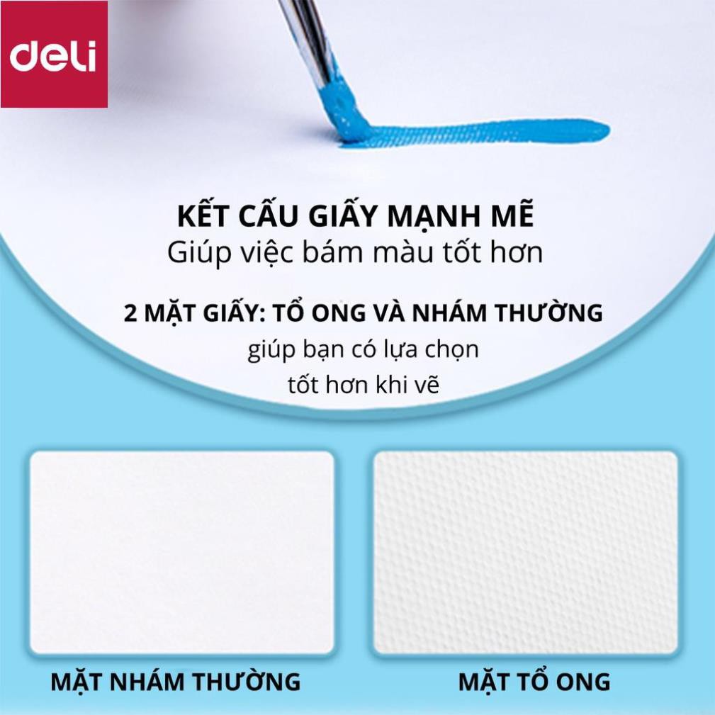 Giấy vẽ chuyên dụng Deli - Gouache - Định lượng 8k 160gsm/180gsm 1 tệp - 73615 / 73617 [Deli]