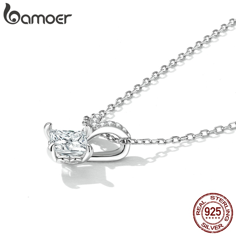 Dây chuyền Bamoer bạc 925 đính đá zircon 43cm thời trang dành cho nữ