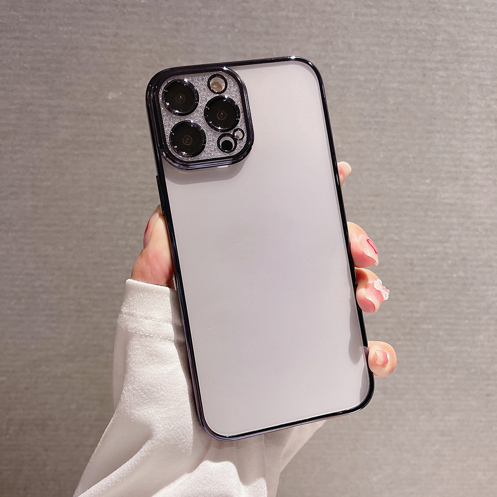 Ốp Điện Thoại Mềm Trong Suốt Lấp Lánh Chống Sốc Bảo Vệ Lens Cho iPhone 14 13 12 11 Pro Max XS XR X 8 7 Plus + SE 2020