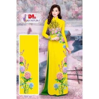 vải áo dài in hoa Cẩm Tú cầu 