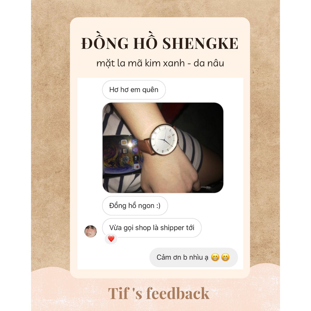Đồng hồ cặp nam nữ dây da nâu SHENGKE mặt la mã kim xanh đồng hồ đôi chính hãng đẹp Watchesbytif size 28mm & size 40mm | BigBuy360 - bigbuy360.vn